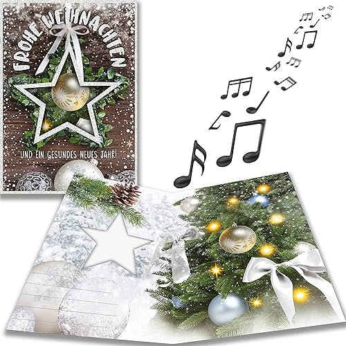 bentino MUSIK-Weihnachtskarte Stille Nacht mit stimmungsvollem LICHTEFFEKT für Familie, Freunde und Kunden