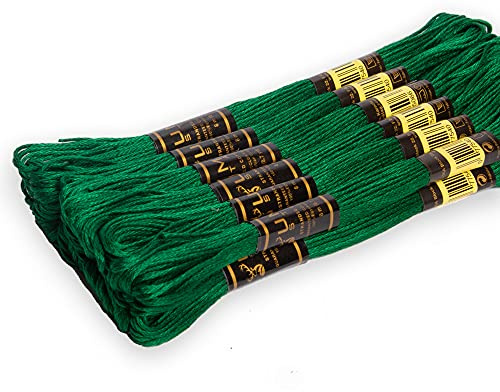 UMC STAG, Filo da ricamo di alta qualità, 12 pezzi, 100% cotone egiziano, matassine per punto croce, intrecciato certificato Oeko TEX, ideale arti e mestieri (verde smeraldo, 923/3818