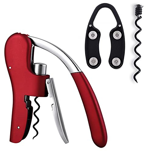 KEISSCO Wine Opener Vertical Lever Corkscrew Wine Bottle Opener with Foil Cutter And Extra Spiral