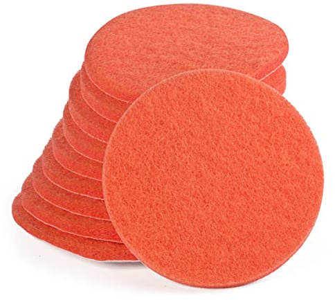 Wfix Kardborreband slipfleece för excenterslipmaskin 150 mm P600-700 fin – orange | 10 stycken | slipsvamp – poleringssvamp 150 mm för metall inkl. rostfritt stål, sten, trä, plast etc