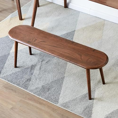 Wayshome 100% Solid Oak Indoor Dining Bench, Wood Bench for End of Bed with Safety Rounded Corners, Entryway Benches for Farmhouse, Kitchen, Living Room(Walnut,12 L x 39.5 W x 16.2 H)