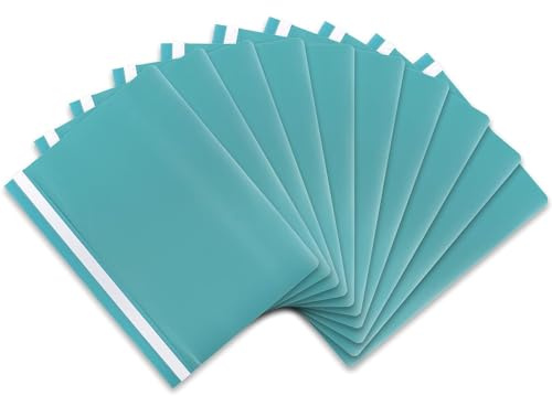 itenga 10er Pack Schnellhefter A4 Plastik stabil PP Kunststoff Sicht Hefter Mappe genarbt (türkis)