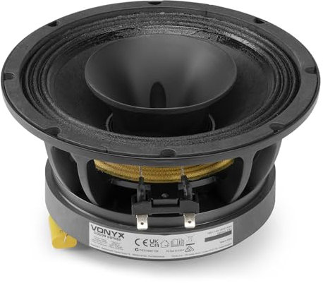 VONYX CCD20 8-Inch Compression Coaxial Speaker Driver - 1200W Full Range Mid-Bass Replacement Speaker with 2.5 CCAW Voice Coil, High Power Output, Die-Cast Aluminium Basket, and Optimized Cooling