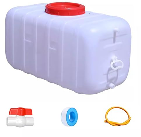 Anquanwang Large Water Storage Tank BPA Free Water Jug Container with Spigot, Portable Food Grade Plastic with Wide Opening for Outdoor Camping Hiking RV Emergency(Size:50L,Color:White)