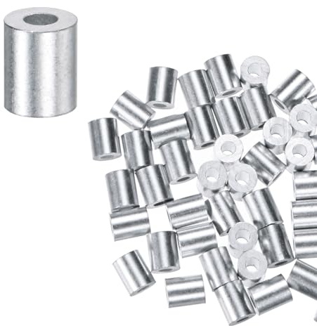 M METERXITY 50 Piezas de Manguitos de Parada de Aluminio para Crimpar Manguitos de Bucle, Manguitos de 1.5 mm 1/16 para Cable de Acero/Alambres Ferrule para Cable de Acero Crimpado
