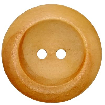 Lot de 5 boutons ronds en bois naturel à 2 trous avec finition lisse, respectueux de l'environnement, pour couture, loisirs créatifs, vêtements, tricot et projets de bricolage - 25 mm (40 L)