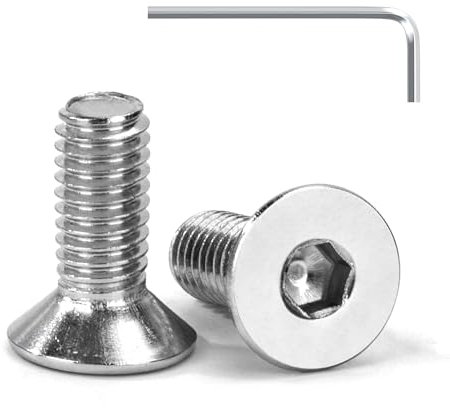 Tunejoy Tornillo Avellanado M6 x 16 mm Tornillos de Cabeza Avellanada Hexagonal de Acero Inoxidable A2 V2A Norma DIN 7991 con llave Allen Rosca Completa 20 Piezas