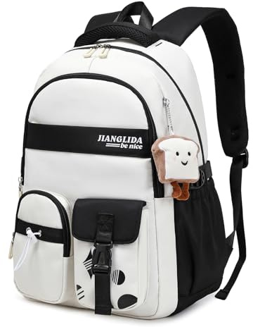 Amythe Sac à Dos Scolaire Collège Cartables Fille Primaire Grande Capacité Sac a Dos pour Adolescents à la Mode et Décontracté pour 15.6 Pouce Laptop, Sac Ecole pour Outdoor Voyage -Noir