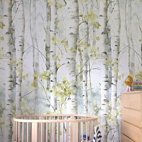 Grandeco Betula Silver Birch Trees Spring Forest 3 Panel repeatable Mural 1.59 x 2.8m