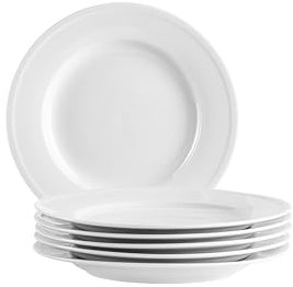 MÄSER Serie Arlona - Juego de platos de postre para 6 personas de porcelana de alta calidad, pequeños platos de cerámica, atemporales, elegantes, porcelana, color blanco