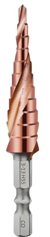 Xdealcozyxc M35 Cone Step Drill Bit for Metal, 6.3 mm Hex Shank Step Drill (3-13 mm Step Bit)