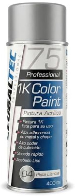 GLOBALTEC PROFESSIONAL Pintura Spray Llantas Plata Aluminio 1K Acrílica – Alta Adherencia, Secado Rápido y Acabado Liso Profesional para Metal y Chapa – 400 ml