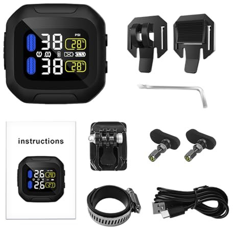 di controllo della pressione generico dei pneumatici per moto, di controllo della pressione dei pneumatici per moto, TPMS solare USB ricaricato | TPMS intelligente scooter per