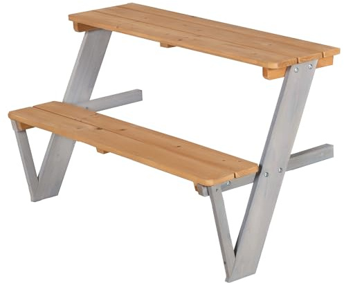 roba Estensione picnic per casetta – Set con tavolo e panca per esterni – Per bambini da 18 mesi – Legno multicolore, resistente
