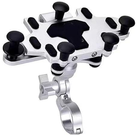 Soporte De Navegación para Teléfono Móvil con Ajuste Giratorio De Aleación Mejorado 2024 Soporte Amortiguador para Motocicleta Y Bicicleta. Soporte navegación(H96 Silvery)