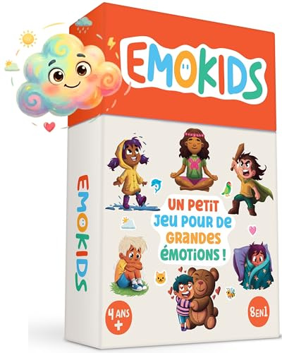 Oh Happy Games - EmoKids - Jeu des Emotions Enfant 4-10 Ans - 56 Cartes Illustrees + 8 Mini-Jeux - Methode Montessori & CNV - Comprendre et Gerer Les Emotions - Jeu Educatif Cooperatif