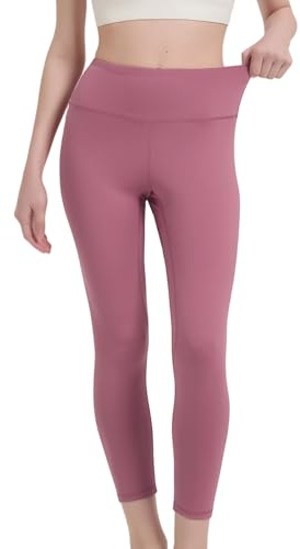 HYCOPROT Hög midja leggings dam mjuka som vackra mjuka ogenomskinliga yogabyxor runt magen elastiskt material creamlush leggings sportstrumpbyxor för löpning fitness gym fritidskläder