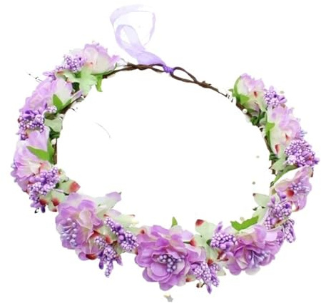 Hårband med konstgjord blomsterkrans Faux blommig krona flerfärgad brud brudtärna hårtillbehör justerbar semesterfest(Color3)