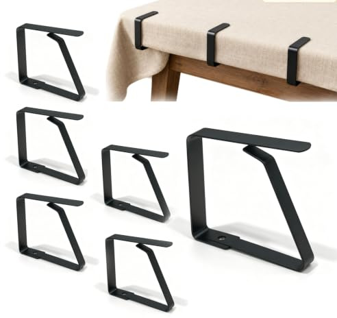 Pinzas para Mantel Grandes de Acero Inoxidable, 6 Unidades 7cm Negro