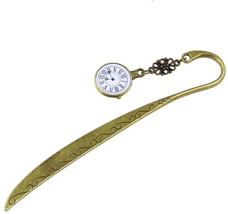 Happyyami 3pcs Metal Bookmark Vintage Clock Shaped Alloy Golden Bookmark with Calendar Markers, Creative Stationery Supplies for Students and Readers, Souvenirs and Wedding Gifts