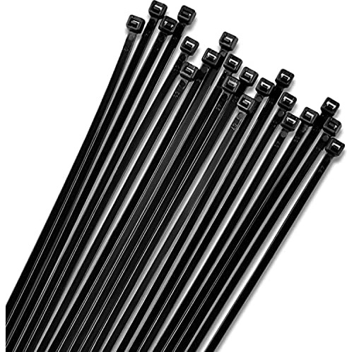Bolt Dropper 12 Black Zip Cable Ties (100 Set), 120lbs Tensile Strength - Heavy Duty, Self-Locking Durable Plastic Cable Wire Ties for Indoor and Outdoor by Bolt Dropper (Black)