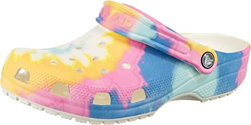 Crocs Classic Tie Dye Clogs, Sabots Mixte, White/Multi, 36/37 EU