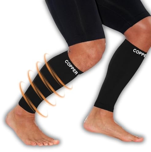 COPPER HEAL Kompressionsbandagen aus Wadenkupfer (1 Paar) für Training, Sport, Erholung – Wadenmuskelzerrungen, Schienbeinschienen, Beinsocken, Herren und Damen
