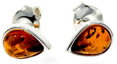 Baltisk bärnsten 925 sterling silver små stift tårformade örhängen för kvinna eller flicka M638 cognacgrön och citron e sterlingsilver, colore: Orange, cod. M638C