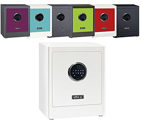 mySafe Premium 350 | elektronischer Schrank-Tresor | Zahlencode & Fingerscan | modernes Design | hohe Sicherheit | Weiß