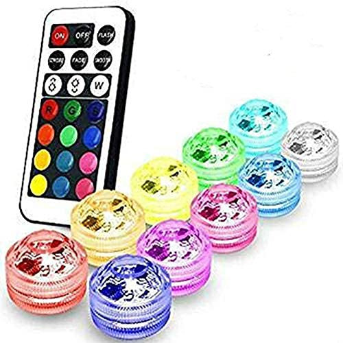 Afoosoo led teelicht mit fernbedienung RGB Unterwasser LED Licht Multi Farbwechsel Flammenlose Runde CR2032 Batteriebetriebene Super Helle Weiße Warmweiße LED mit Fernbedienung (3CM RGBW)