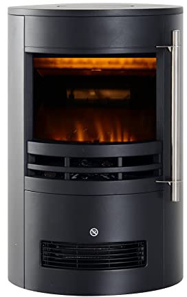 Rebecca Mobili Camino Elettrico Da Terra, Caminetto Led, Moderno, Nero, Effetto Fiamma 3D, Sistema Di Sicurezza, 1000/2000 w - Misure: 64,5 x 41 x 41 cm (HxLxP) - Art. RE6673