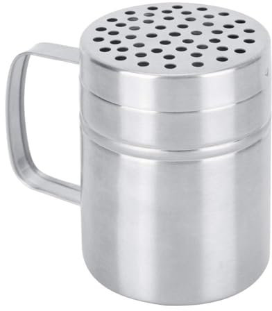 Stainless Steel Dredger Shaker with Handle, Flour Shaker with Lid and Handle Salt Icing Sugar Shaker Seasoning Pepper Condiment for Cooking Kitchen Baking