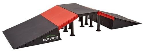 Elevate Outdoor Jumbo EZ-Link Ramp Set for Skateboard, Scooter, BMX Bike, and RC Car - Modular Heavy-Duty Plastic with Launch Ramps and Slopes for Trick Practice, 600 lb Capacity