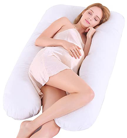 FANSU U-förmiges Schwangerschaftskissen, Seitenschläferkissen Komfortkissen&Weich Ganzkörperkissen für Erwachsene Für besseren Schlaf und gegen Rückbeschwerden (125x72cm,Weiß)