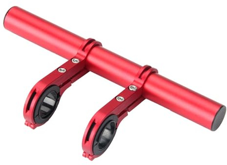 Ezweiji Bicicleta Manillar Extensión, Diámetro De 25,4-31,8 Mm Bicicleta Manillar Extensión con Dos Soportes De Manillar Soporte para Linterna Smartphones Dispositivos GPS(Rojo)