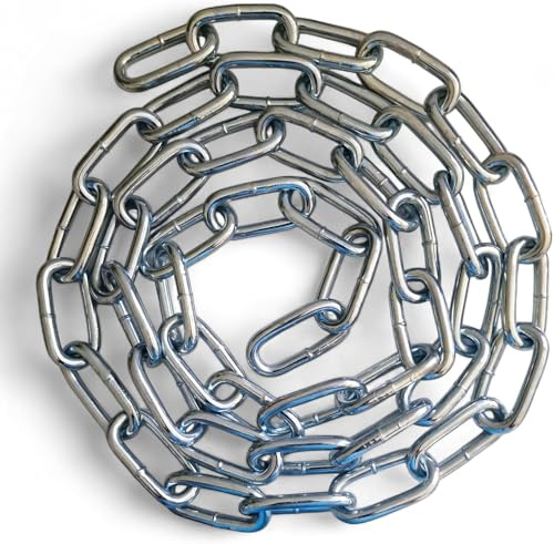 Catena in metallo da 10 mm, resistente, resistente alla ruggine, in acciaio inox zincato, lucido, per cancelli di sicurezza, recinzioni, palestra, sollevamento pesi, maglie saldate a lunga durata (10