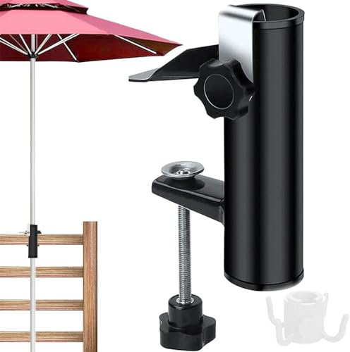 Anyingkai Pince De Fixation Parasol,Support Fixation Parasol Balcon,Support Parasol Balustrade,Support Parasol Table,Porte Parasol Balcon,Clip De Fixation Parasol (Noir)