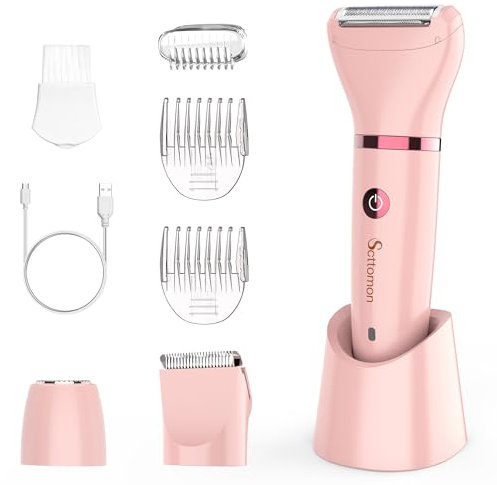 Scttomon Rasierer Damen Elektrischer für Körper Bein Arme Achseln Bikinizone Gesicht Bikini Trimmer Intimbereich – Intim Trimmer für Frauen Gesichtshaarentferner Lady Shaver Wasserdichter 3 in 1