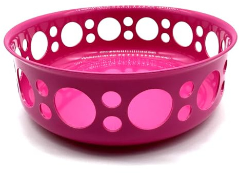 Kimmel Schale Obstschale Brötchenschale Brotkorb Brötchenkorb Obstkorb Servierkörbchen Obstschale Brotschale 20 cm im Durchmesser, aus Kunststoff, Mehrweggeschirr, Farbe fuchsia