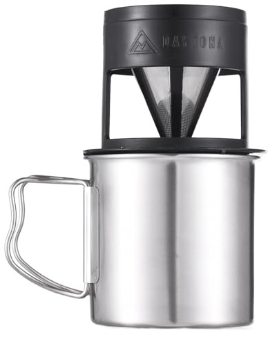 Aomiun Stainless Steel Camping Mug 450ml with Coffee Filter Camping Cup with Foldable Handle Coffee Mug for Camping Hiking Backpacking Picnic