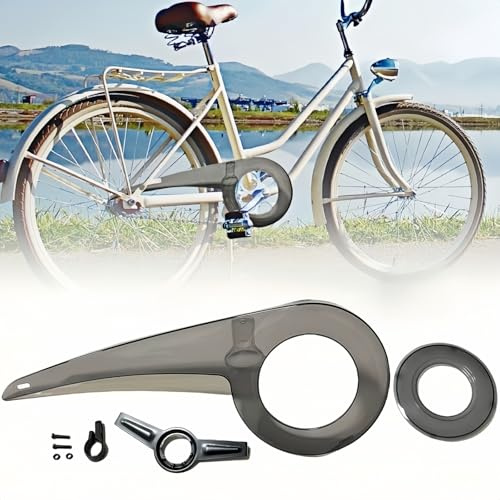 Cubierta de Cadena de Bicicleta, Funda para Cadena de Bicicleta, Protector de Cadena de Bicicleta, Cubre Plato Bicicleta Cubrecadena Plástico Piñón para 32-38T (Negro Transparente Kit Completo)