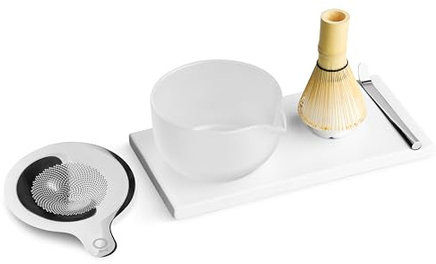 Fellow Matcha Set, 6-Piece Ceramic Matcha Bowl Kit with Display Tray
