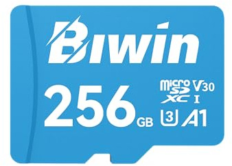 Biwin MS100 Micro SDXC Card 256GB, MicroSD UHS-I Memory Card, A1, V30, U3 Class 10, Up to 100 MB/s Read Speeds for Smartphones, Tablets, Home Security Camera and Dash Cams