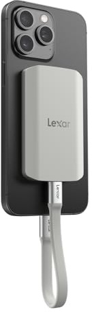 Lexar ES5 SSD Portátil 2TB, USB 3.2 Gen2x2 hasta 2000 MB/s de Lectura/Escritura, Protección IP65, SSD Magsafe para Teléfono, Admite Fotografía Apple ProRes 4K (iPhone 15/16) y Galaxy S25 8K