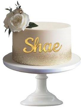 Personalised Cake Topper – Multicoloured Acrylic Name Plate for Birthday, Wedding, Anniversary – Custom Letters Cake Decoration & Charms (Gold)