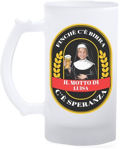AL PRODUCTION Boccale da birra personalizzato con etichetta personalizzata. regalo festa del papà, Natale, compleanno, nonno, collega, Personalizzabile per gli amanti della birra (Suora)