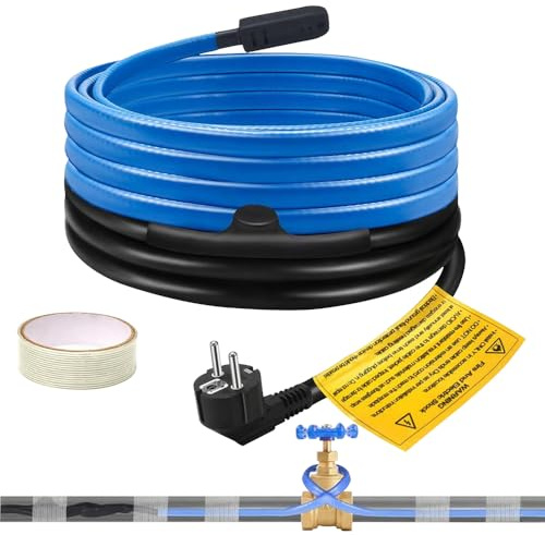 WDKXCN Frostschutz Heizkabel, 6M Selbstregulierendes Heizkabel, Begleitheizung Wasserleitung mit Eingebautem Thermostat zum Schutz, Dachrinnenheizung Selbstregulierend für Pflanzen, Hausrohren, Trögen