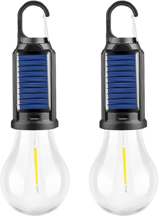 MODOAO Led Tent Lights 2 Pack Camping Lantern USB Rechargeable Solar Tent Lights for Camping Essentials, Hanging Light Bulbs with Clip Hook Camping Flashlight