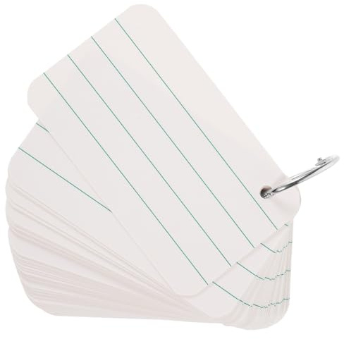 SOIMISS Cartes de Vocabulaire Vierges 50 Pcs Format Mini Ligne de Guidage Papier Blanc Lisse pour Fiches de Révision et Création DIY Accessoires Scolaires Légers et Transportables