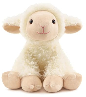 shownicer, pecora di peluche, stoffa, kawaii, cuscino di peluche, giocattolo, regalo per adulti e bambini 3+ anni (pecora - bianco, 25 cm)